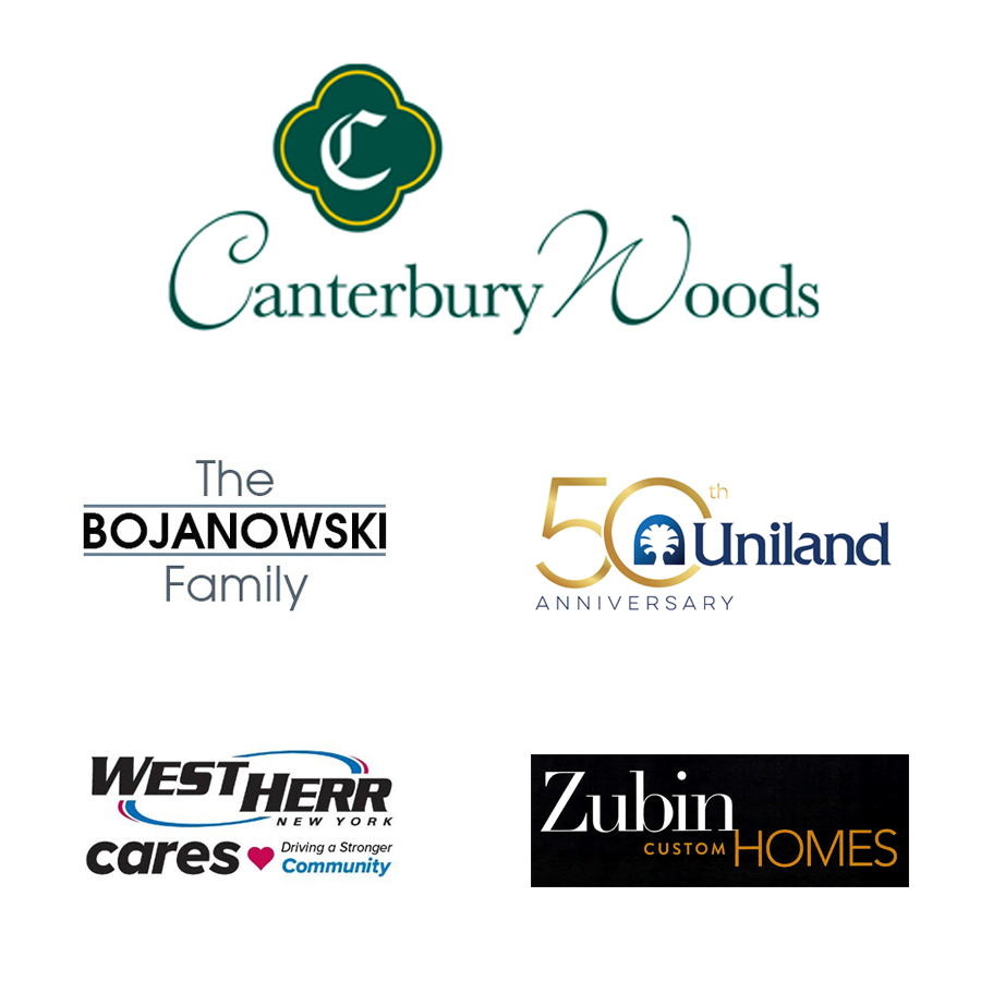 Sponsor Logos - Canterbury Woods, The Bojankowski Family, Uniland, West Herr, Zubin Custom Homes